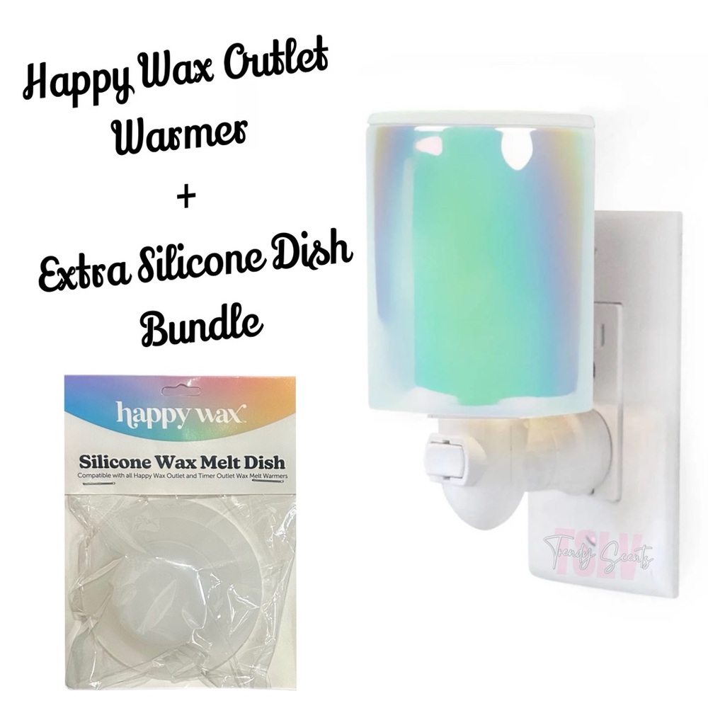 NEW Happy Wax Blue Iridescent Outlet Warmer + Extra Dish Bundle